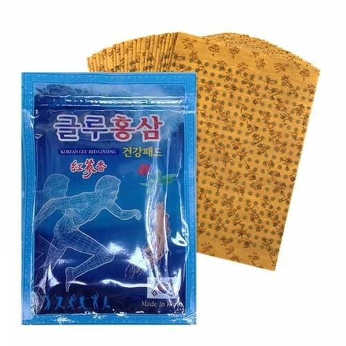 Набор пластырей с красным женьшенем и глюкозамином для облегчения боли в суставах 20 шт Korean Glu Red Ginseng 365 Pad