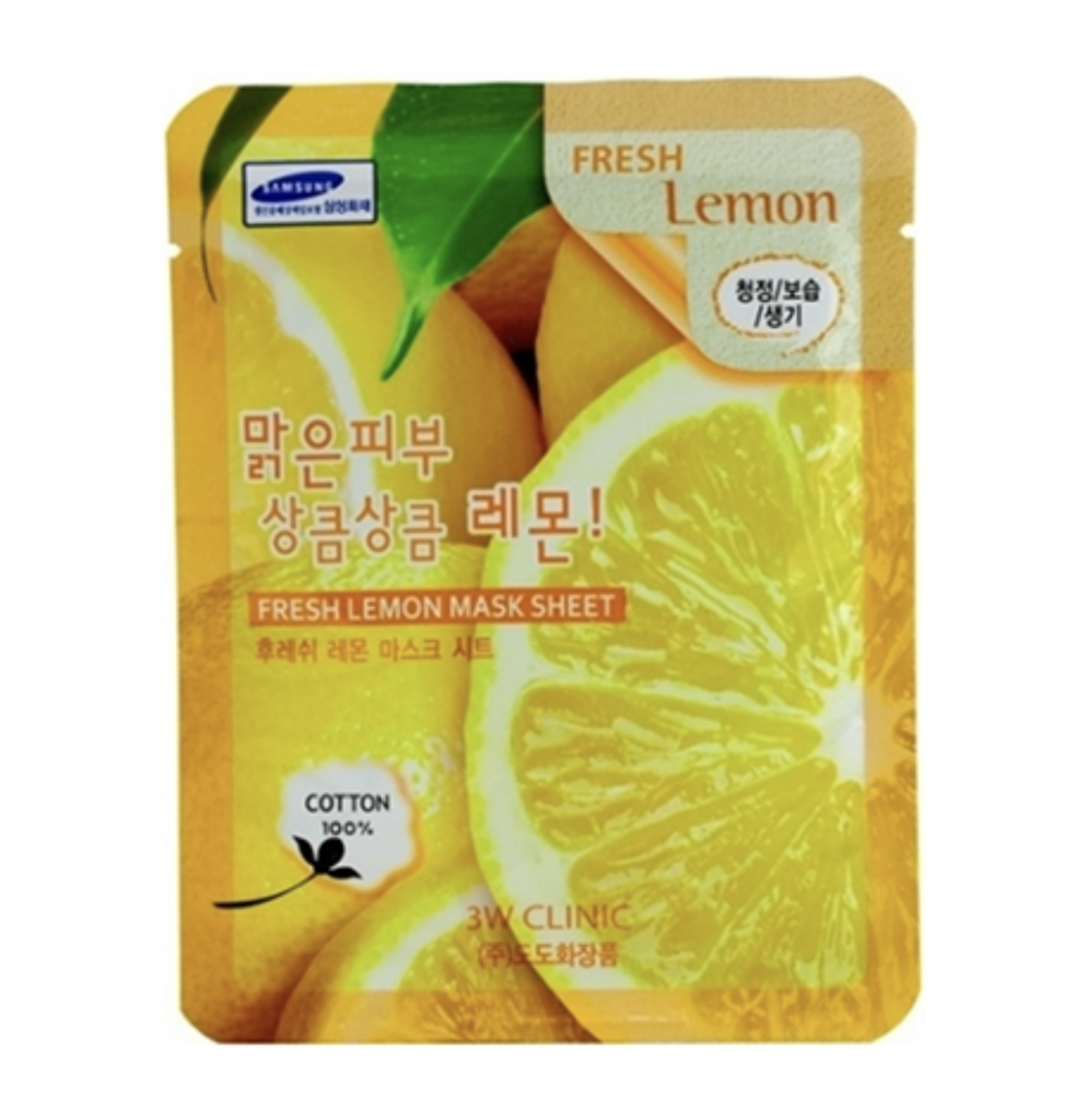 3W CLINIC Тканевая маска для лица с экстрактом лимона Fresh Lemon Mask Sheet