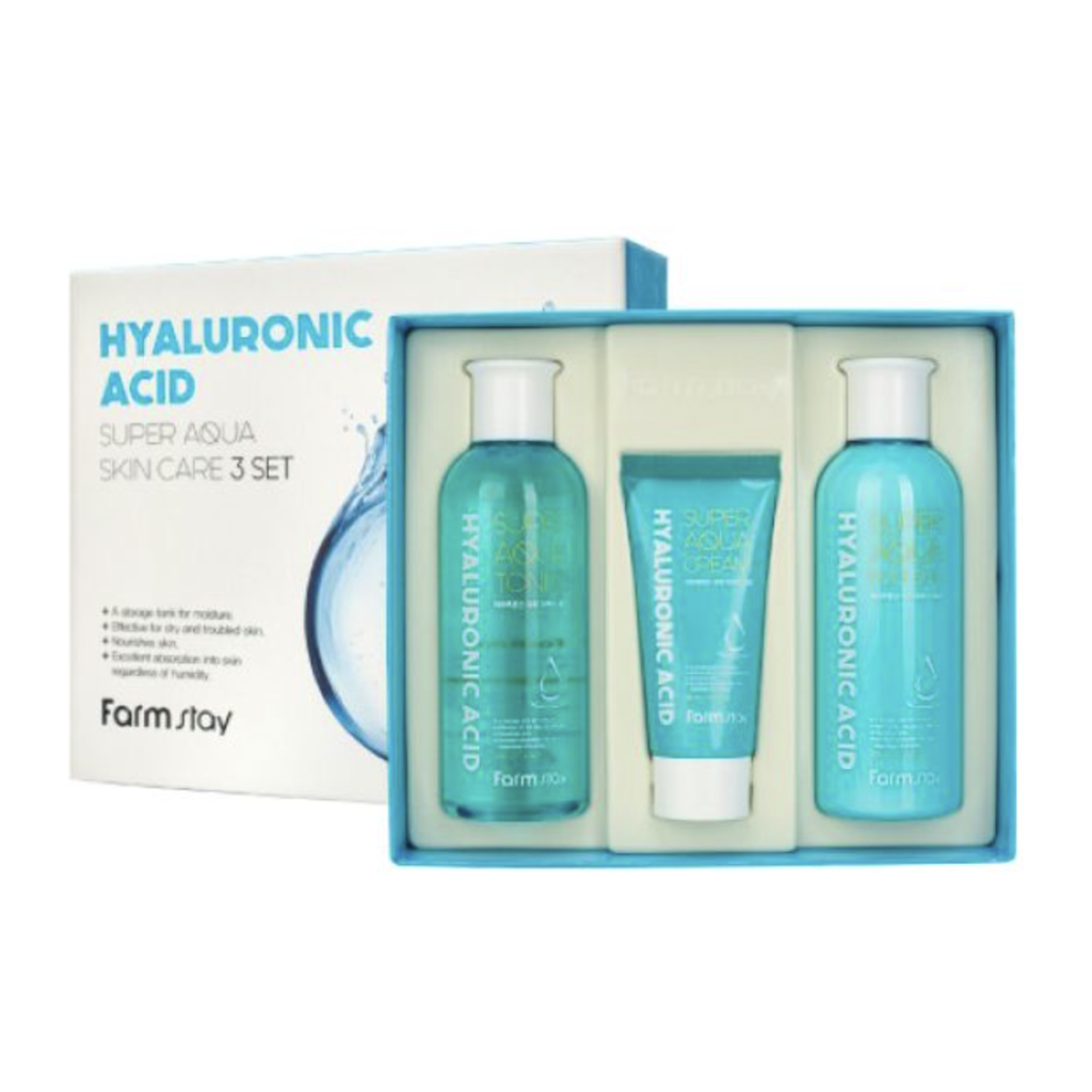 Hyaluronic. Farmstay Hyaluronic acid super Aqua Skin Care 3 Set. Набор увлажняющих средств Farmstay Hyaluronic acid super Aqua Skin Care 3 Set. Farm stay - набор 